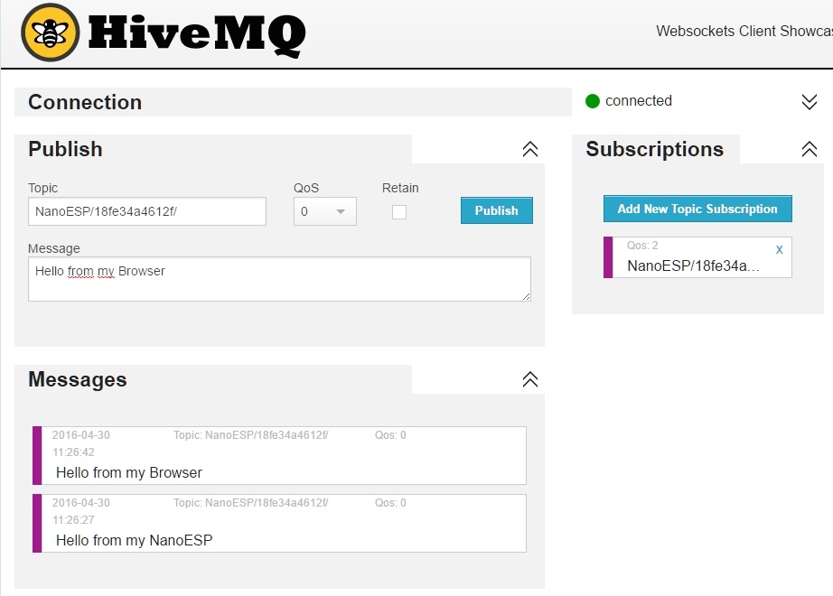 Der Wensocket Client von HiveMQ